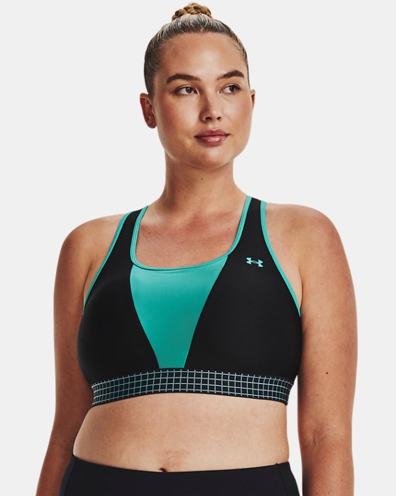 Women's Armour® Mid Crossback Sports Bra in Black image number 4
